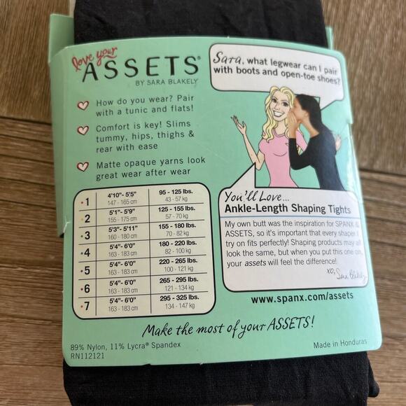 ASSETS by SPANX Women's Ankle Length Shaping Tight Size 1 (XS) Black NEW - Picture 3 of 3